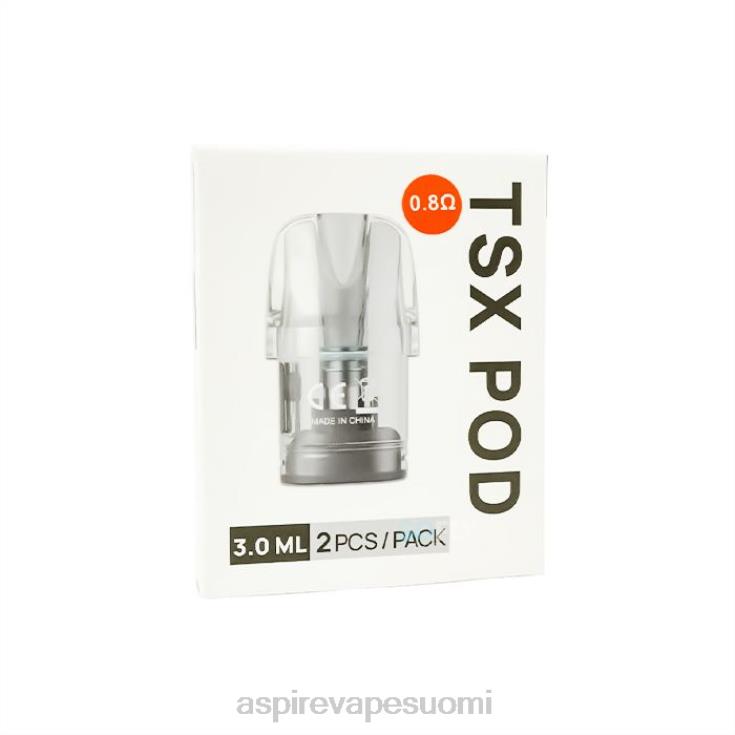 Aspire Vape | 20PXJ233 Aspire Tsx Pod 0,8 ohm (3,0 ml) / 2 kpl per pakkaus (yhteensopiva cyber s:n ja cyber x:n kanssa)